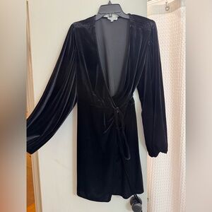 Elegant Black Velvet Wrap Dress